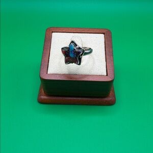 Sterling Silver Star Ring with Turquoise Dahlia
